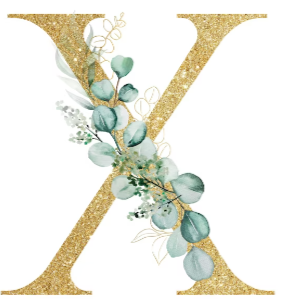 Pièce lettre dorée X