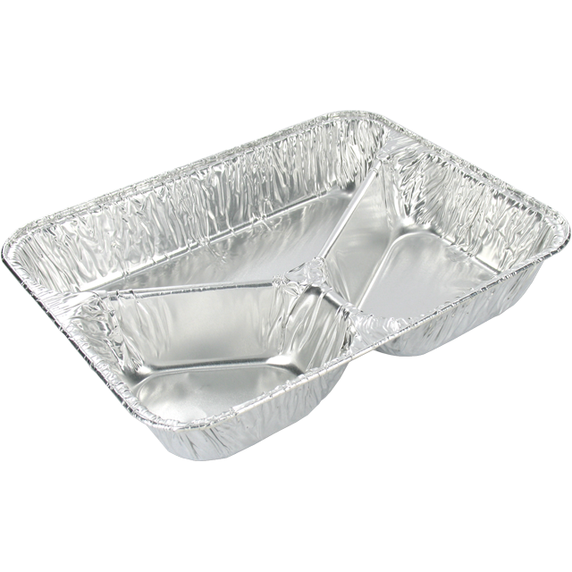 Lot barquette alu 3 compartiments + couvercle par 10pcs