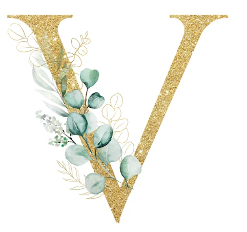 Pièce lettre dorée V