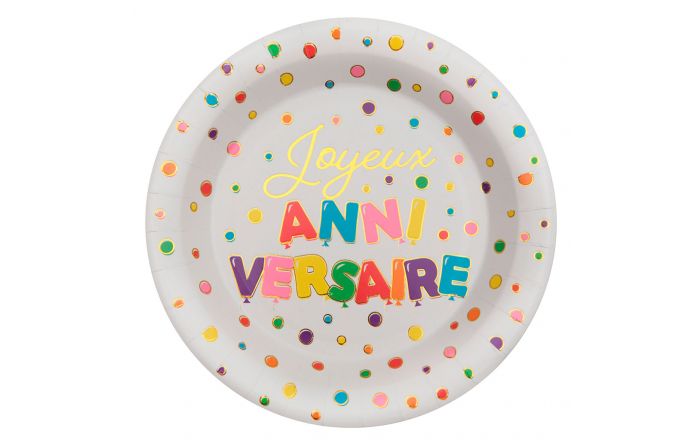 Paquet assiette anniversaire gm - 10pcs