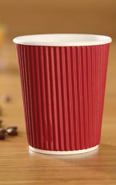 Paquet gobelet café raillure rouge 12oz - 25pcs