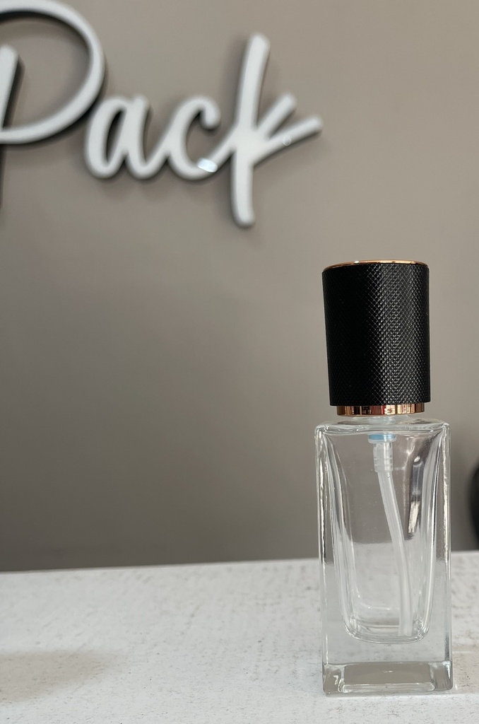 Bouteille crème en verre carré/noir 40ml par 5pcs