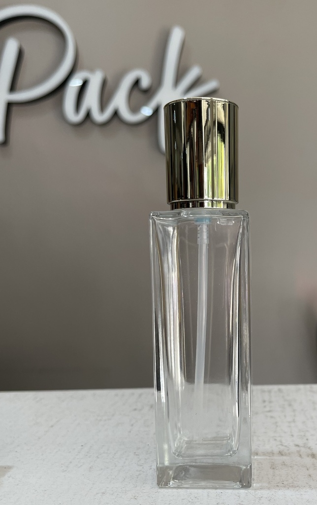Bouteille crème en verre carré/doré 100ml par 5pcs