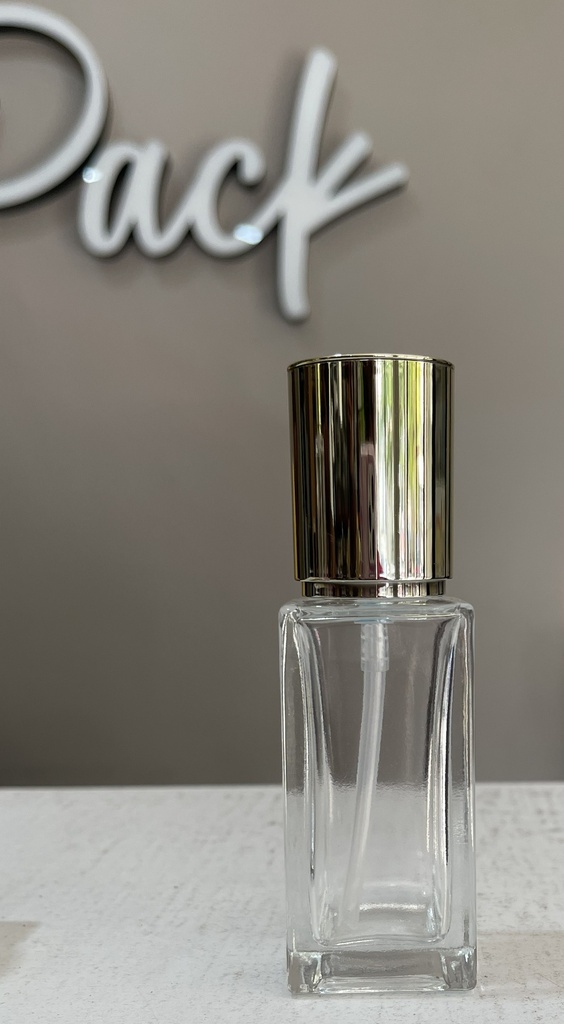 Bouteille crème en verre 40ml doré/carré par 10pcs