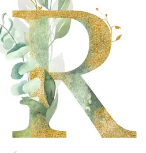 Pièce lettre dorée R