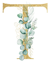 Pièce lettre dorée T