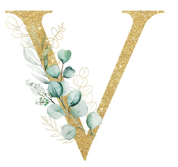 Pièce lettre dorée V