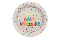 Paquet assiette anniversaire gm - 10pcs