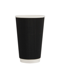 Paquet gobelet à café noire 16oz - 25pcs avec couv