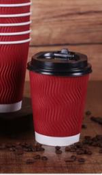 Paquet gobelet café raillure rouge 8oz - 25pcs