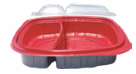 [05AH36C2PBR] Barquette fond rouge 2 compa 18*14*3+couvercle/10pcs